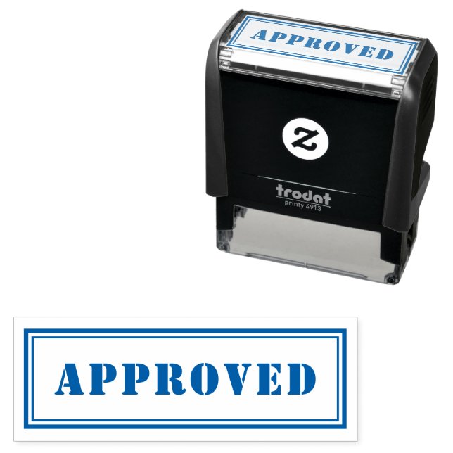 Personalized Modern Stylish Blue APPROVED Self-inking Stamp (In Situ)