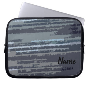 Personalized Modern Stylish Blue Striped Pattern Laptop Sleeve