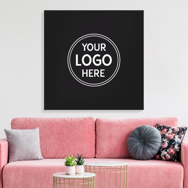 Personalized, Modern, Stylish, Monochrome, QR Code Canvas Print (Insitu(LivingRoom))
