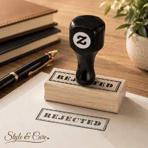 Personalized Modern Stylish Red REJECTED Wood Art Rubber Stamp