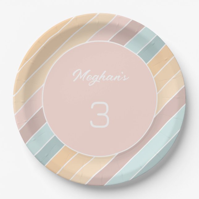 Personalized Modern Summer Vibe Creamy Colours Paper Plate (Front)