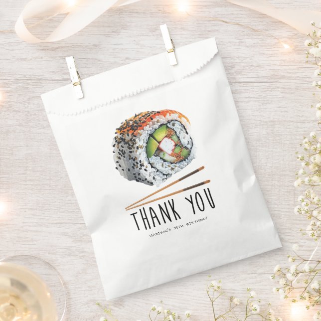 Personalized Modern Sushi Birthday Favour Bag (Clipped)