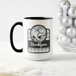 Personalized Modern Tartan Ice Skating Mug