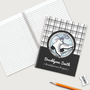 Personalized Modern Tartan Ice Skating Notebook