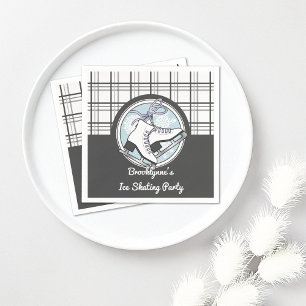 Personalized Modern Tartan Ice Skating Paper Napkin