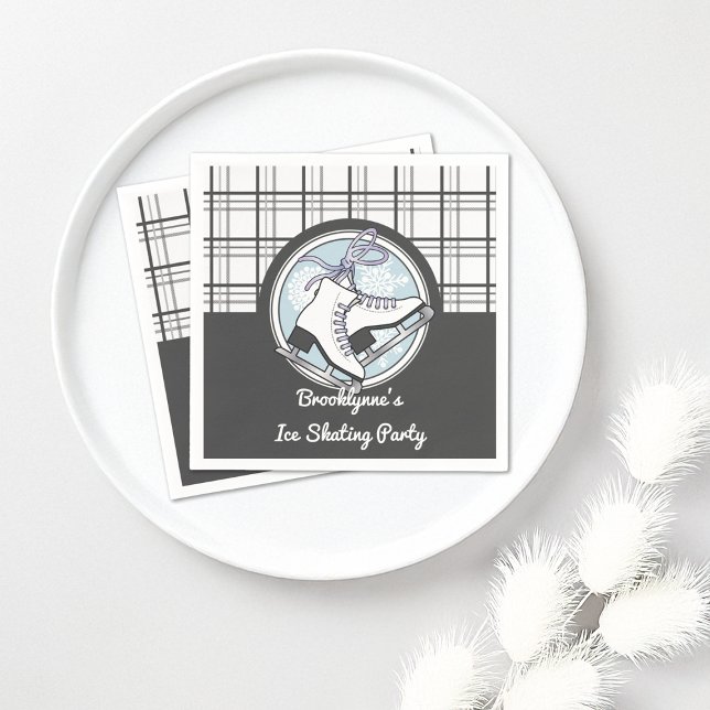 Personalized Modern Tartan Ice Skating Paper Napkin (Creator Uploaded)