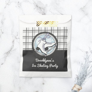 Personalized Modern Tartan Ice Skating Party Favour Bag