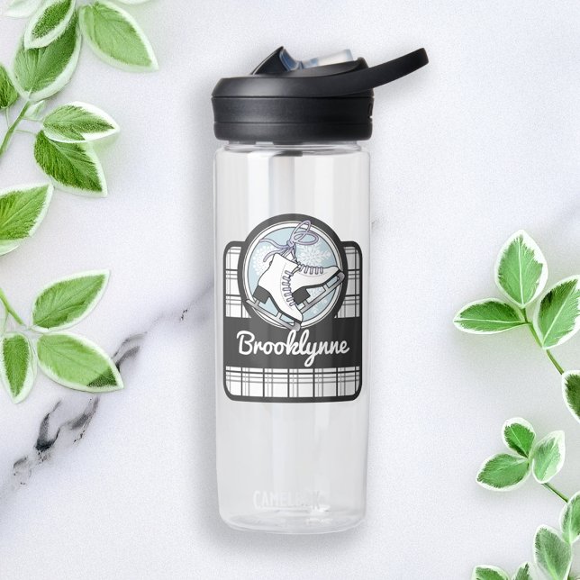 Personalized Modern Tartan Ice Skating Water Bottle (Creator Uploaded)