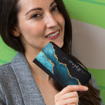 Personalized Modern Teal Agate Watercolor Gold Samsung Galaxy S5 Wallet Case<br><div class="desc">This stylish modern wallet phone case features teal and gold agate design and personalized with your name on a black background. Easy to personalize with custom options.</div>