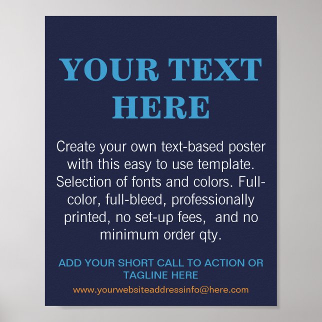 Personalized Modern Text Blue Poster (Front)