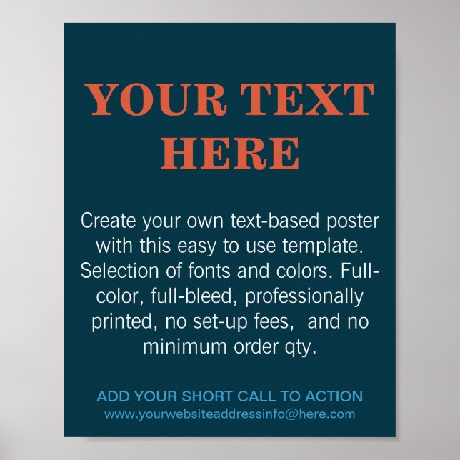 Personalized Modern Text Turquoise Poster (Front)