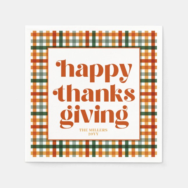 Personalized Modern Thanksgiving Dinner Napkin (Front)