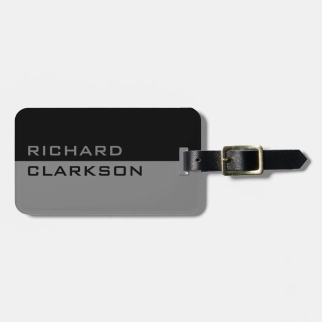 Personalized modern travel luggage tag for men (Front Horizontal)