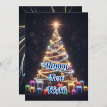 Personalized Modern Tree New Year Holiday Card