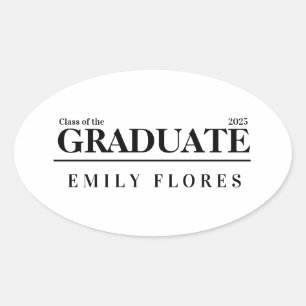 Personalized Modern trendy graduate class of 2025 Oval Sticker
