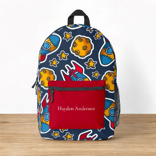 Personalized modern trendy space kids   printed backpack