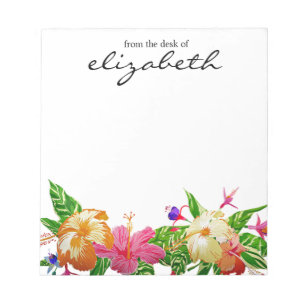 Personalized Modern Tropical Watercolor floral Notepad