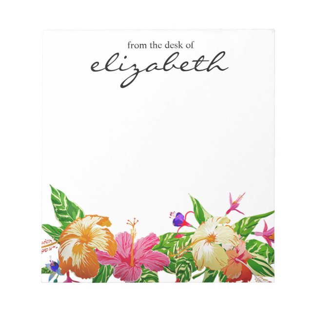 Personalized Modern Tropical Watercolor floral Notepad (Front)