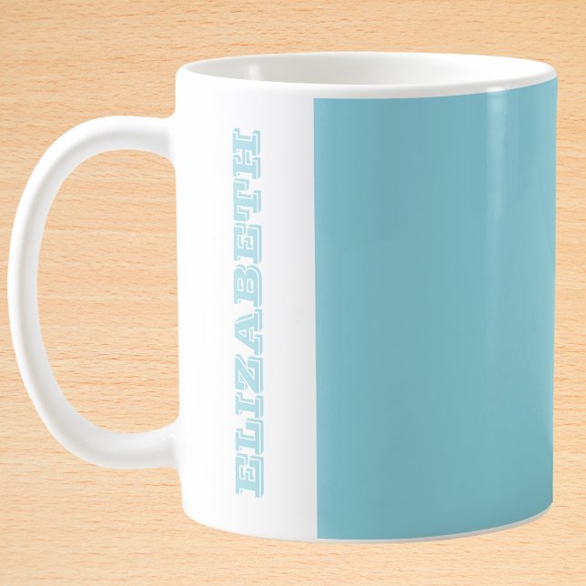 Personalized Modern Turquoise Block Name Coffee Mug (Creator Uploaded)