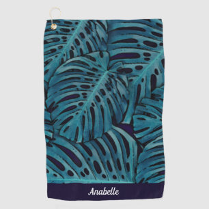 Personalized Modern Turquoise Tropical Theme Golf Towel