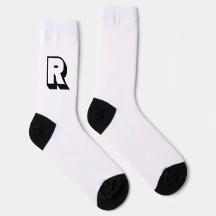 Personalized Modern Typography Black Monogram Socks
