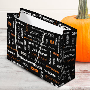Personalized Modern Typography Halloween Large Gift Bag
