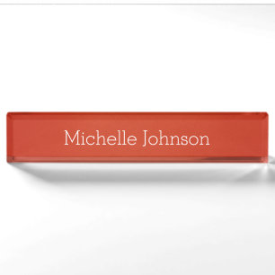 Personalized Modern Vermillion Grainy Texture Nameplate