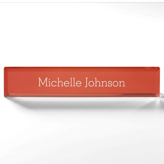Personalized Modern Vermillion Grainy Texture Nameplate (Front)