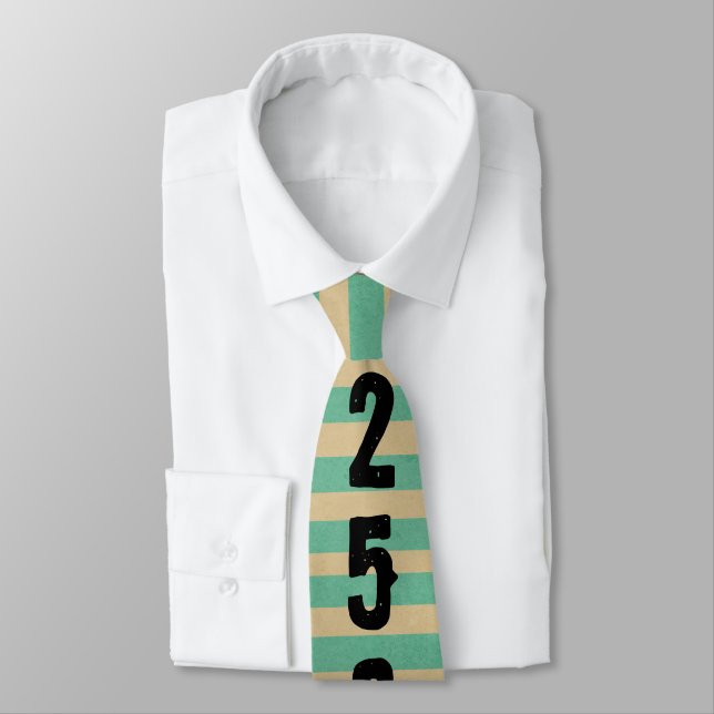 Personalized modern vintage black letters Stripes  Tie (Tied)