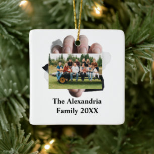 Personalized Modern vintage family photo template Ceramic Ornament