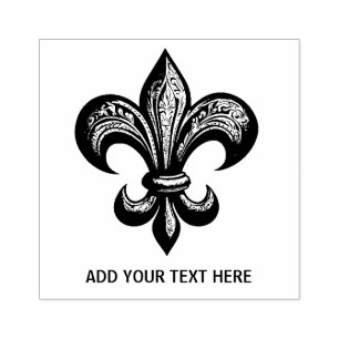 Personalized Modern Vintage French Fleur de Lis Rubber Stamp