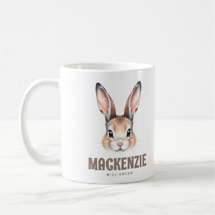 Personalized Modern Watercolor Cute Easter Bunny Coffee Mug