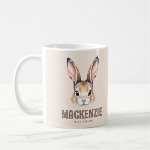 Personalized Modern Watercolor Cute Easter Bunny Coffee Mug