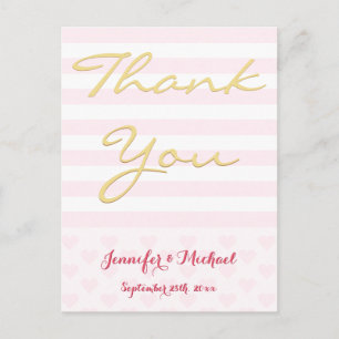 Personalized Modern Wedding Bride Groom Thank You Postcard