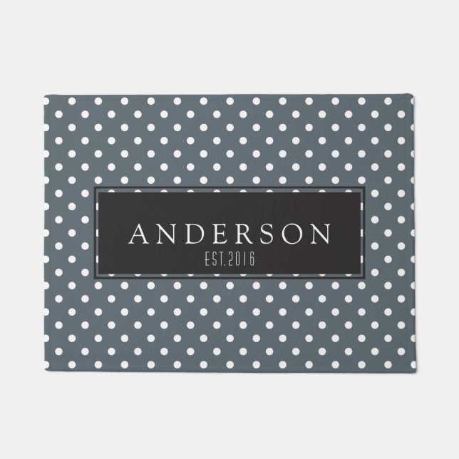 Personalized - Modern White Polka Dots Doormat (Front)
