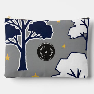 Personalized Modern Woodland Tree and Star  Accessory Pouch
