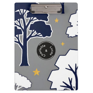 Personalized Modern Woodland Tree and Star   Clipboard