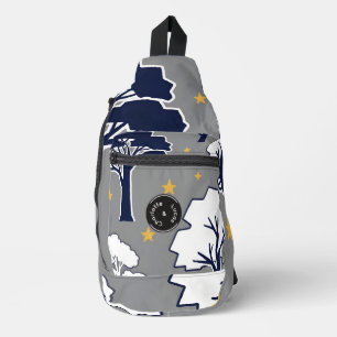 Personalized Modern Woodland Tree and Star Sling Bag