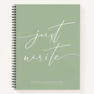 Personalized Modern Writer's Journal Sage Notebook