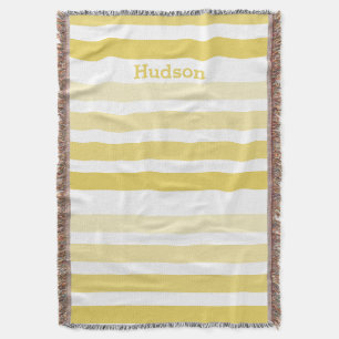Personalized Modern Yellow Striped Pattern Throw Blanket