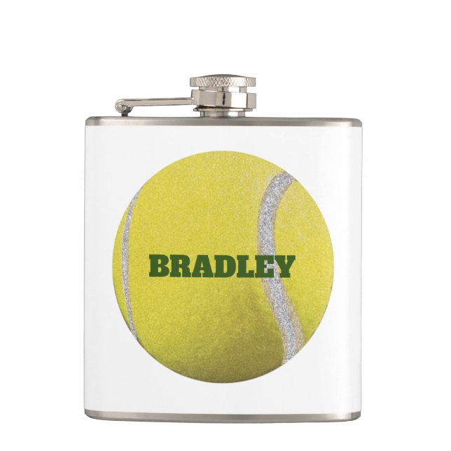 Personalized Modern Yellow Tennis Ball    Hip Flask (Front)