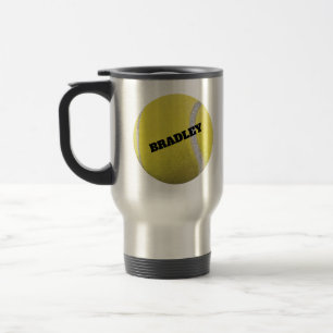 Personalized Modern Yellow Tennis Ball Travel Mug