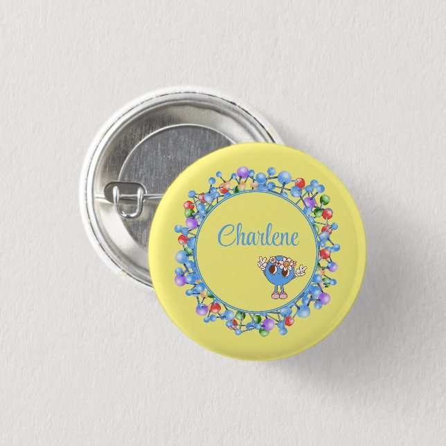 Personalized Molecules Particles Peace Atom  1 Inch Round Button (Front & Back)