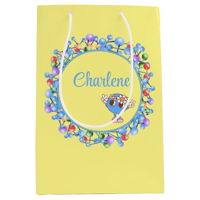 Personalized Molecules Particles Peace Atom  Medium Gift Bag (Front)