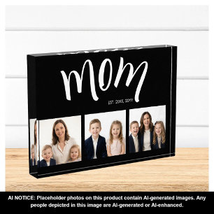 Personalized Mom 3 Photo Collage Acrylic Block