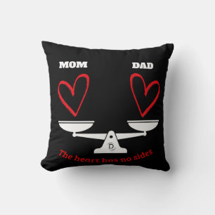 Personalized Mom and Dad Heart Balance Scale Black Throw Pillow