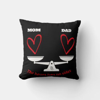 Personalized Mom and Dad Heart Balance Scale Black Throw Pillow