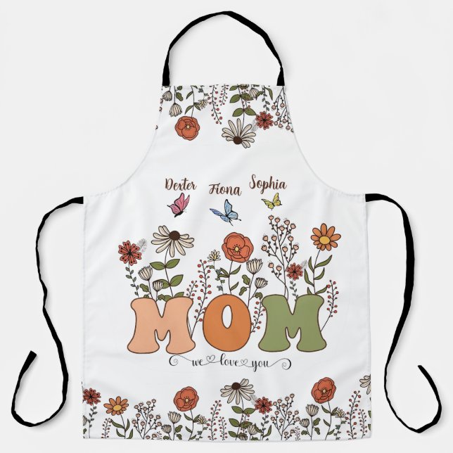 Personalized Mom And Kids Hands Apron, Custom Gift Apron (Front)
