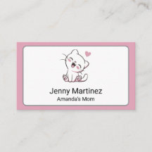 Personalized Mom Contact Card with Cute White Cat 