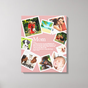 Personalized Mom Definition 9 Photo Blush Pink Canvas Print
